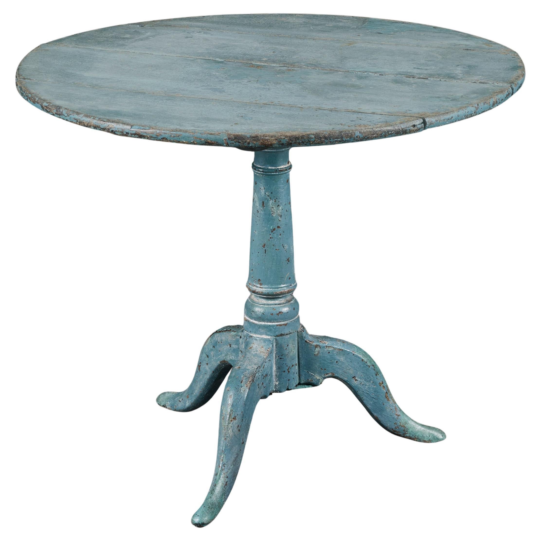 An 18th Century Folk Blue Painted Circular Centre Table