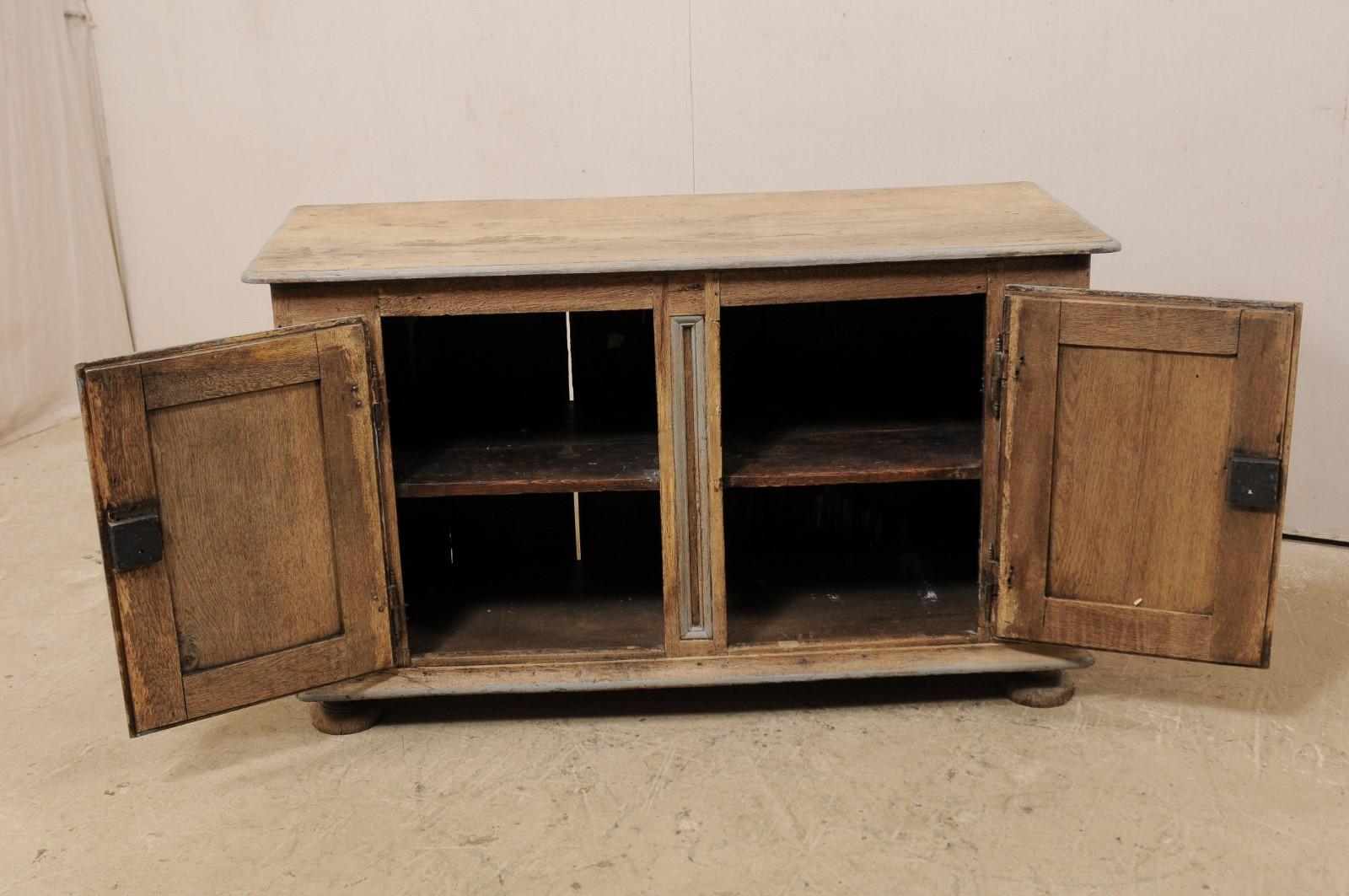 18th Century French 2-Door Oak Buffet Cabinet with Nicely Carved Raised Panels 2