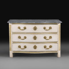 An 18th Century French Baroque Cream Painted Commode with Marble Top