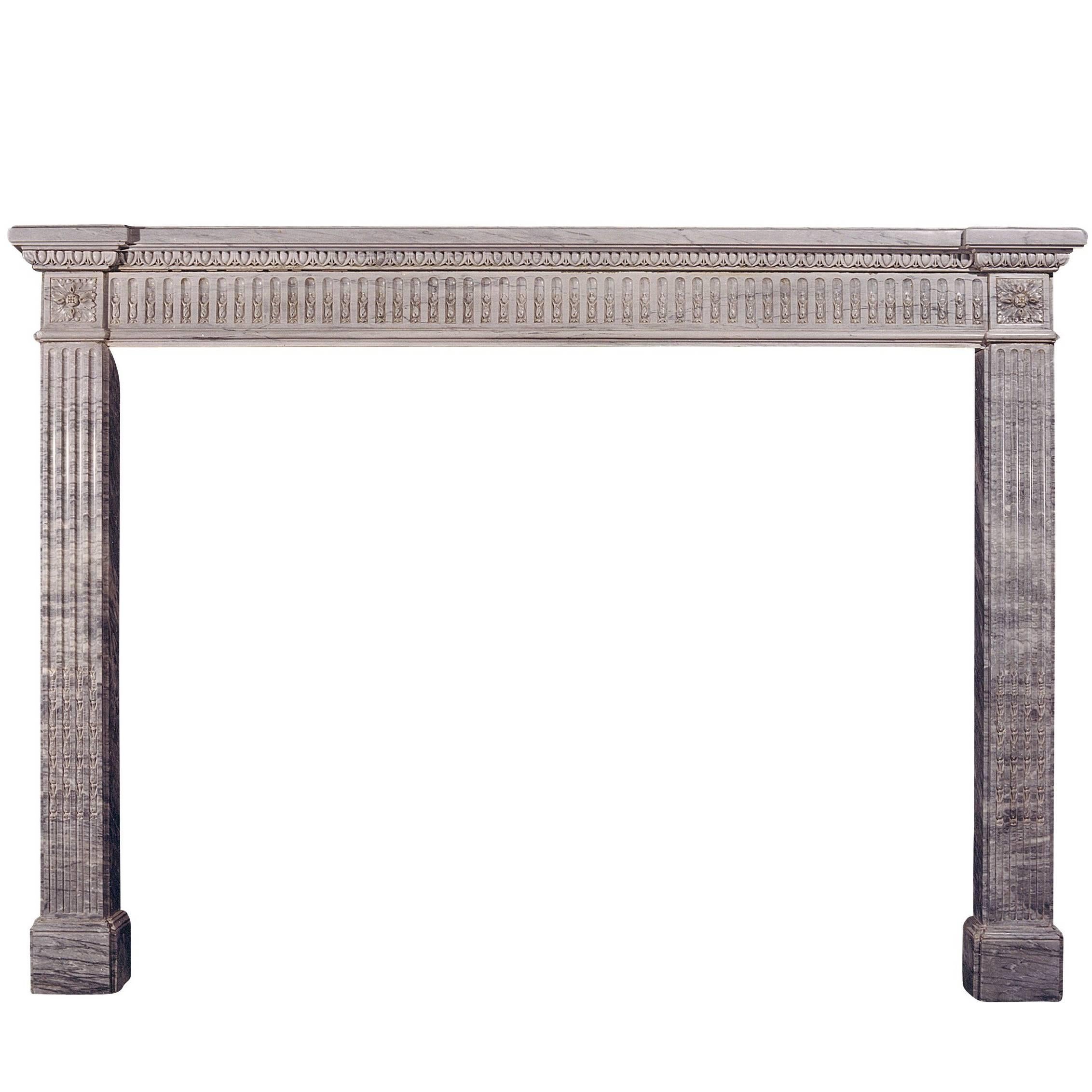 18th Century French Louis XVI Dove Grey Marble Chimneypiece For Sale