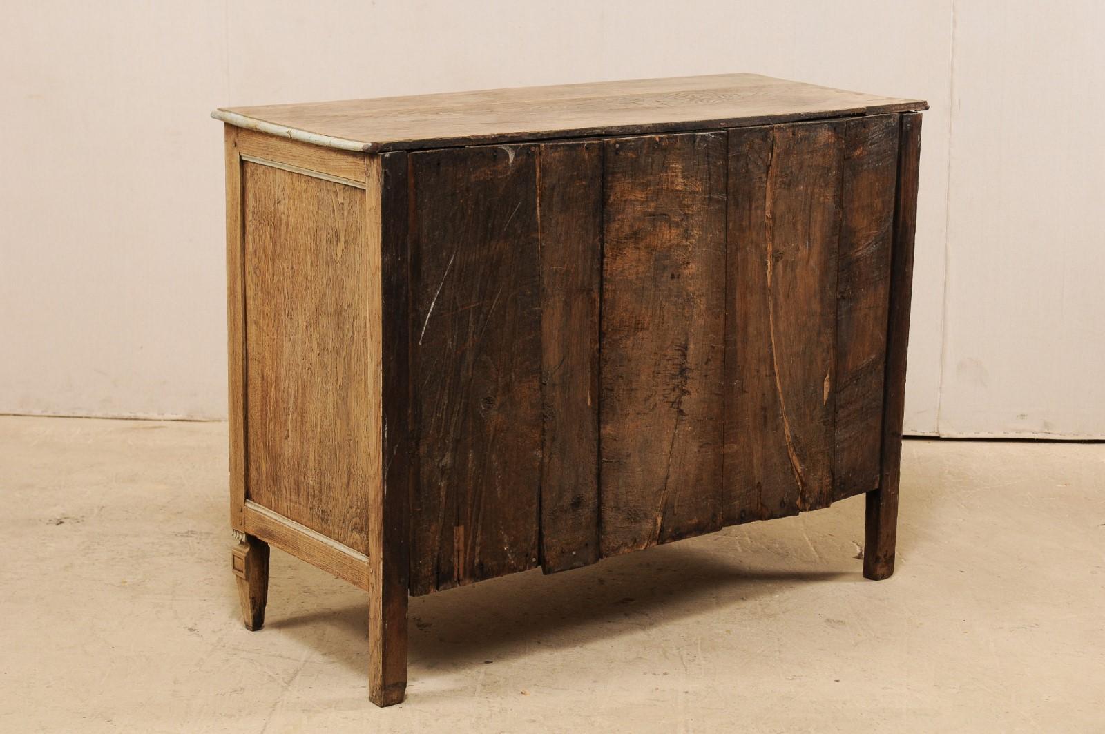 18th Century French Oak Chest of Three Decoratively Paneled Drawers 7