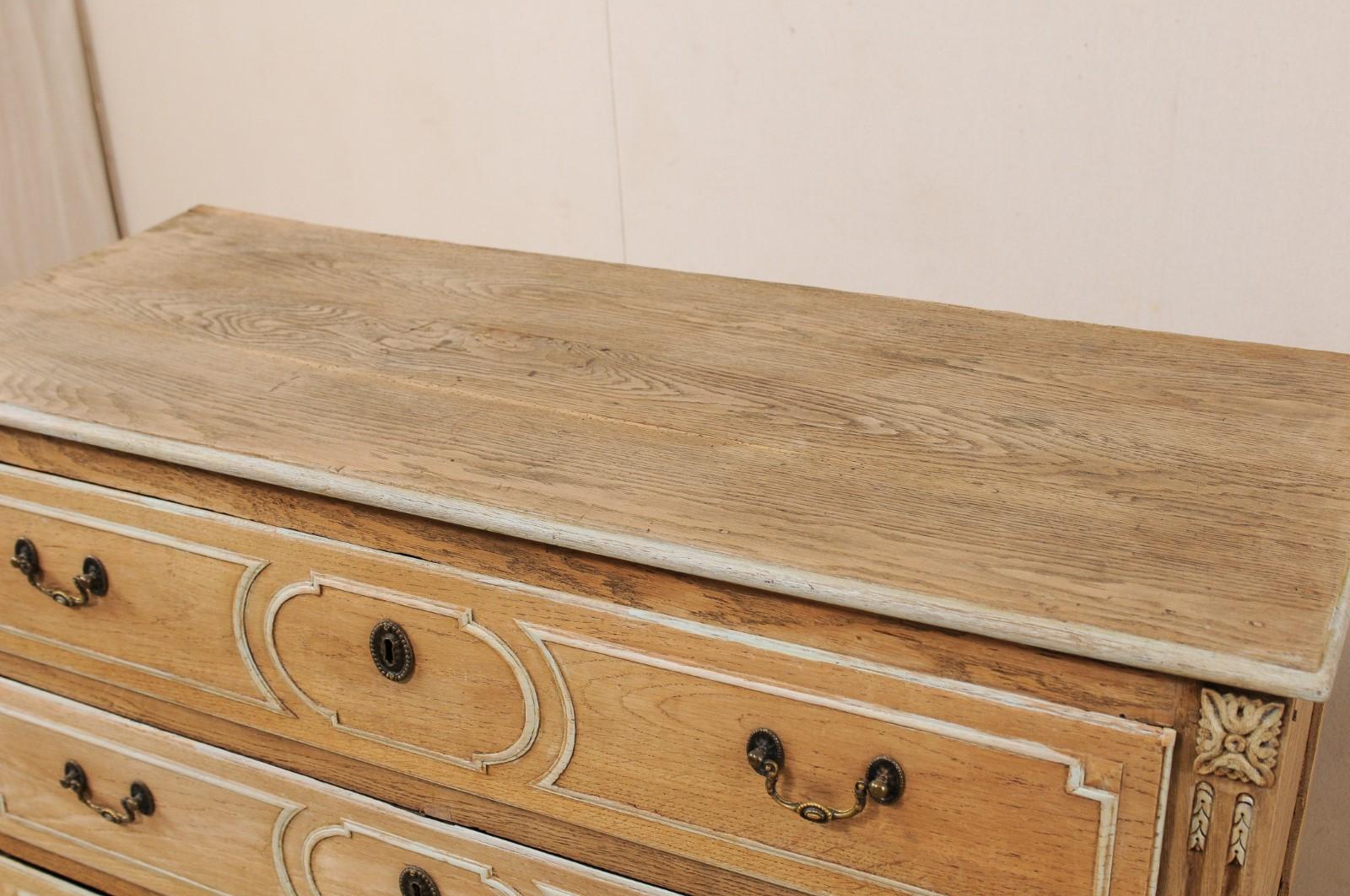 18th Century French Oak Chest of Three Decoratively Paneled Drawers 2