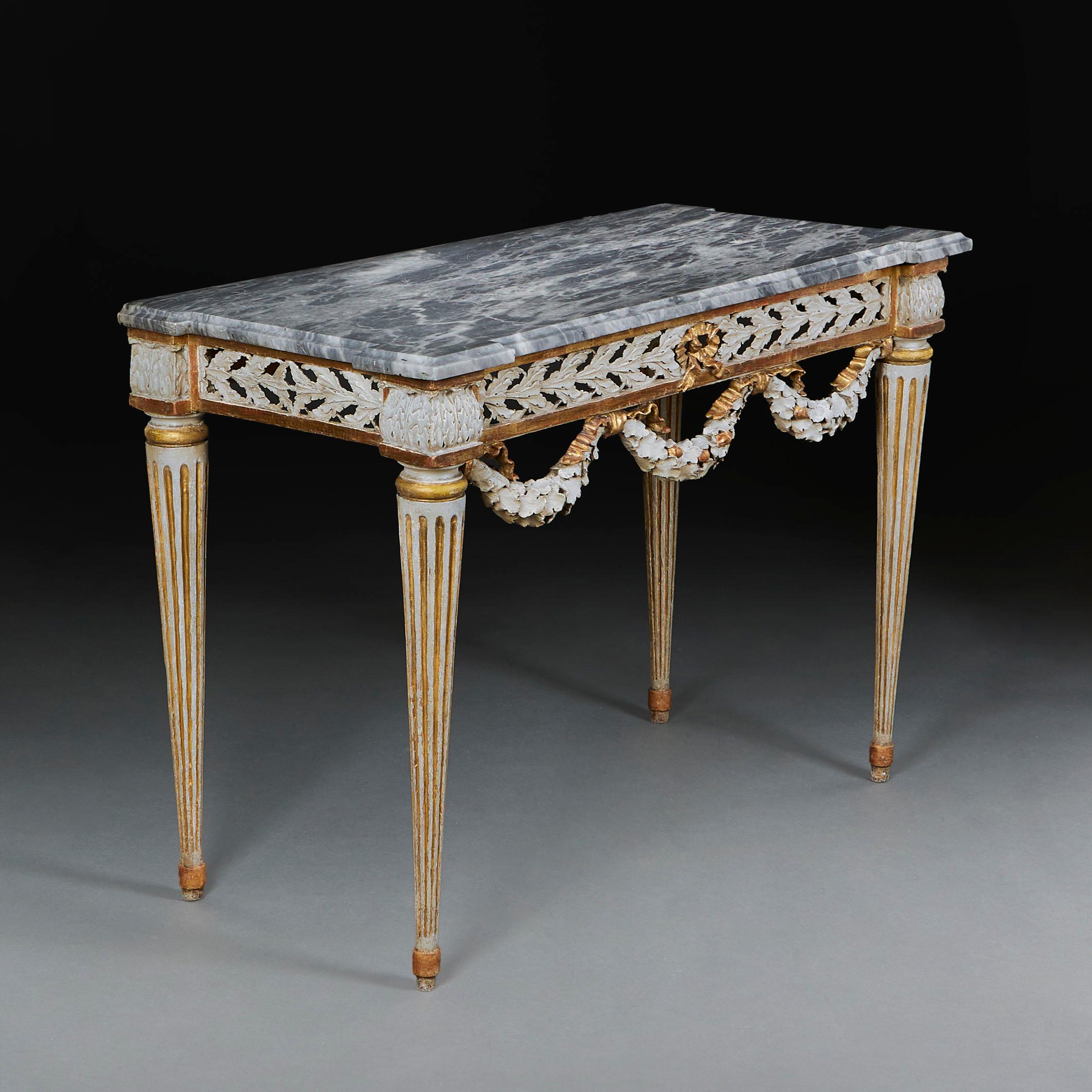 Marble An 18th Century French Painted Console Table For Sale
