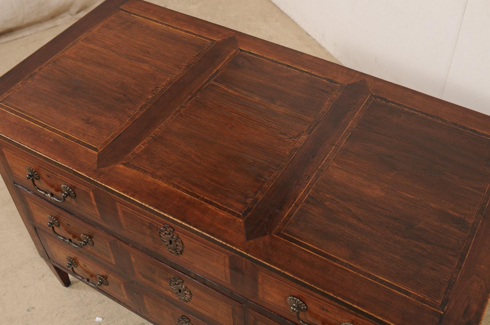 Wood 18th Century French Three-Drawer Commode w/ Beautiful Veneers & Inlay For Sale