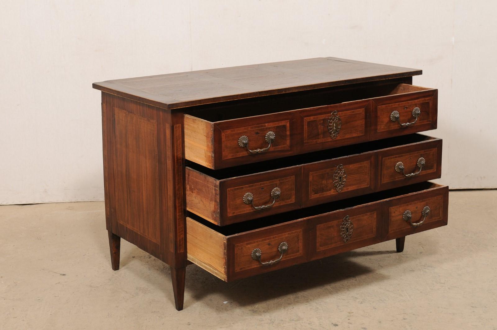 18th Century French Three-Drawer Commode w/ Beautiful Veneers & Inlay For Sale 1