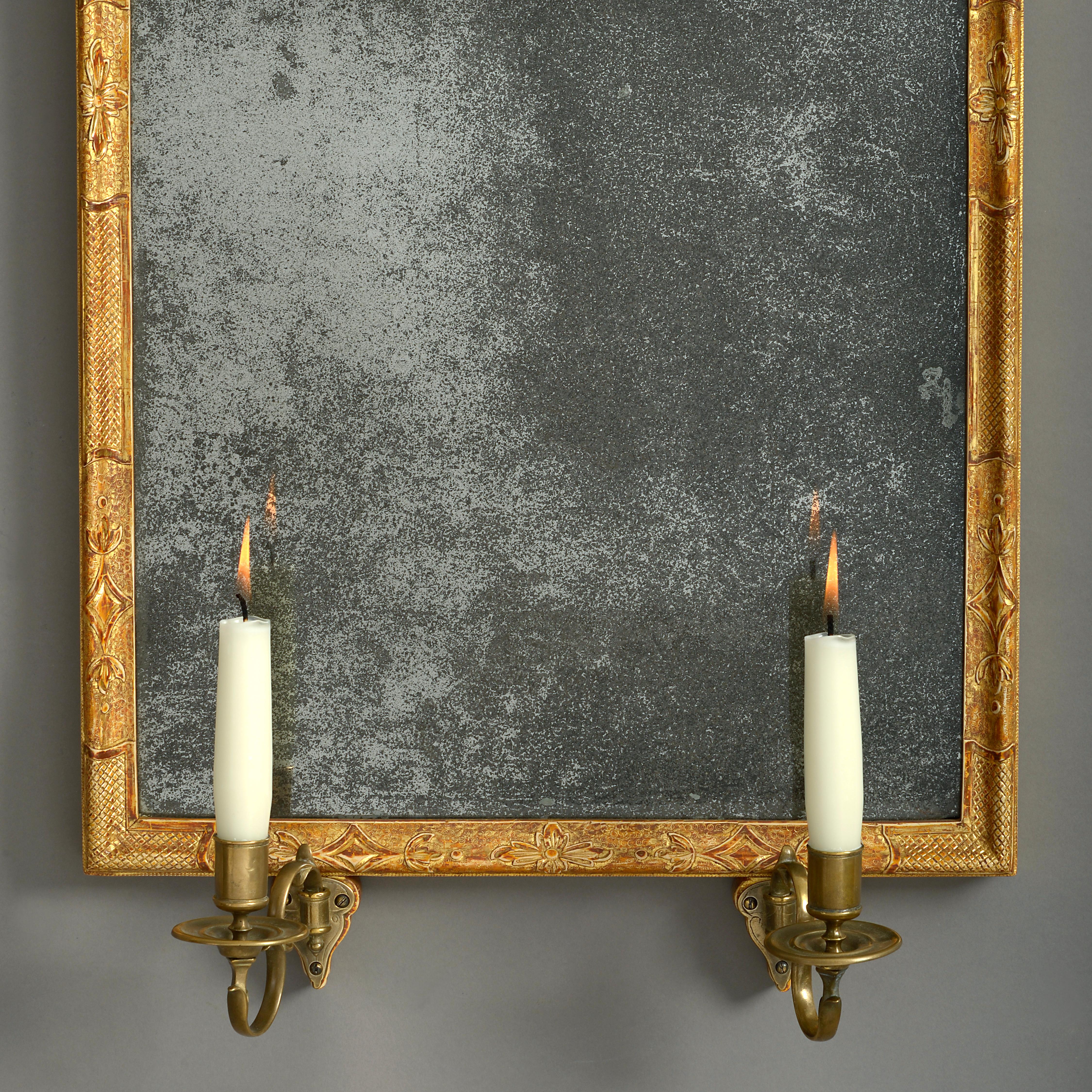 English 18th Century George I Period Gilt Gesso Girandole Mirror