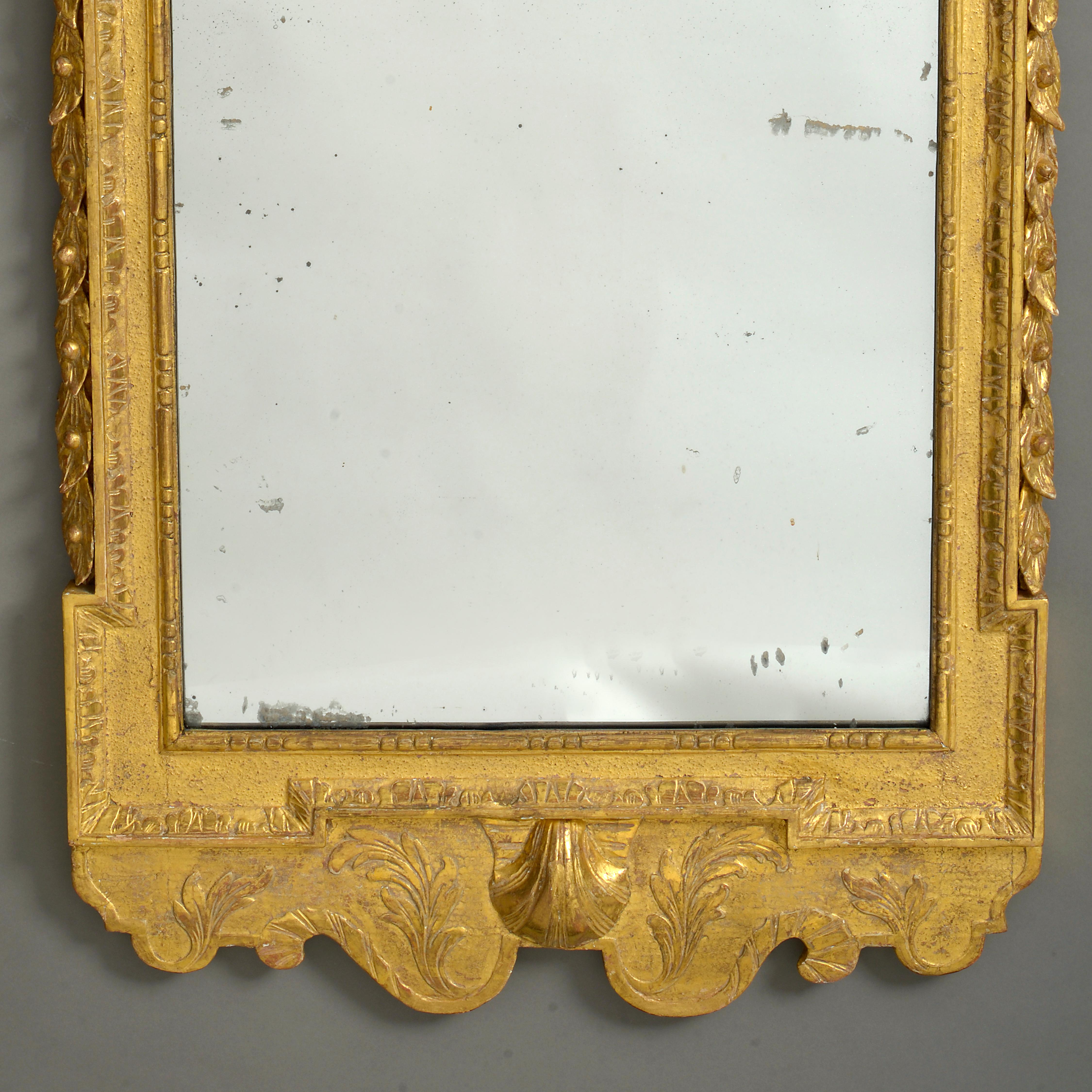 Hand-Carved 18th Century George II Period Kentian Giltwood Mirror