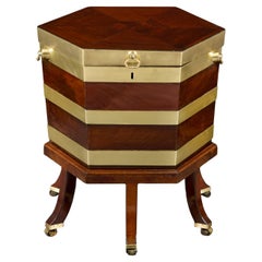 An 18th Century George III Brass Bound Mahogany Cellarette on Stand