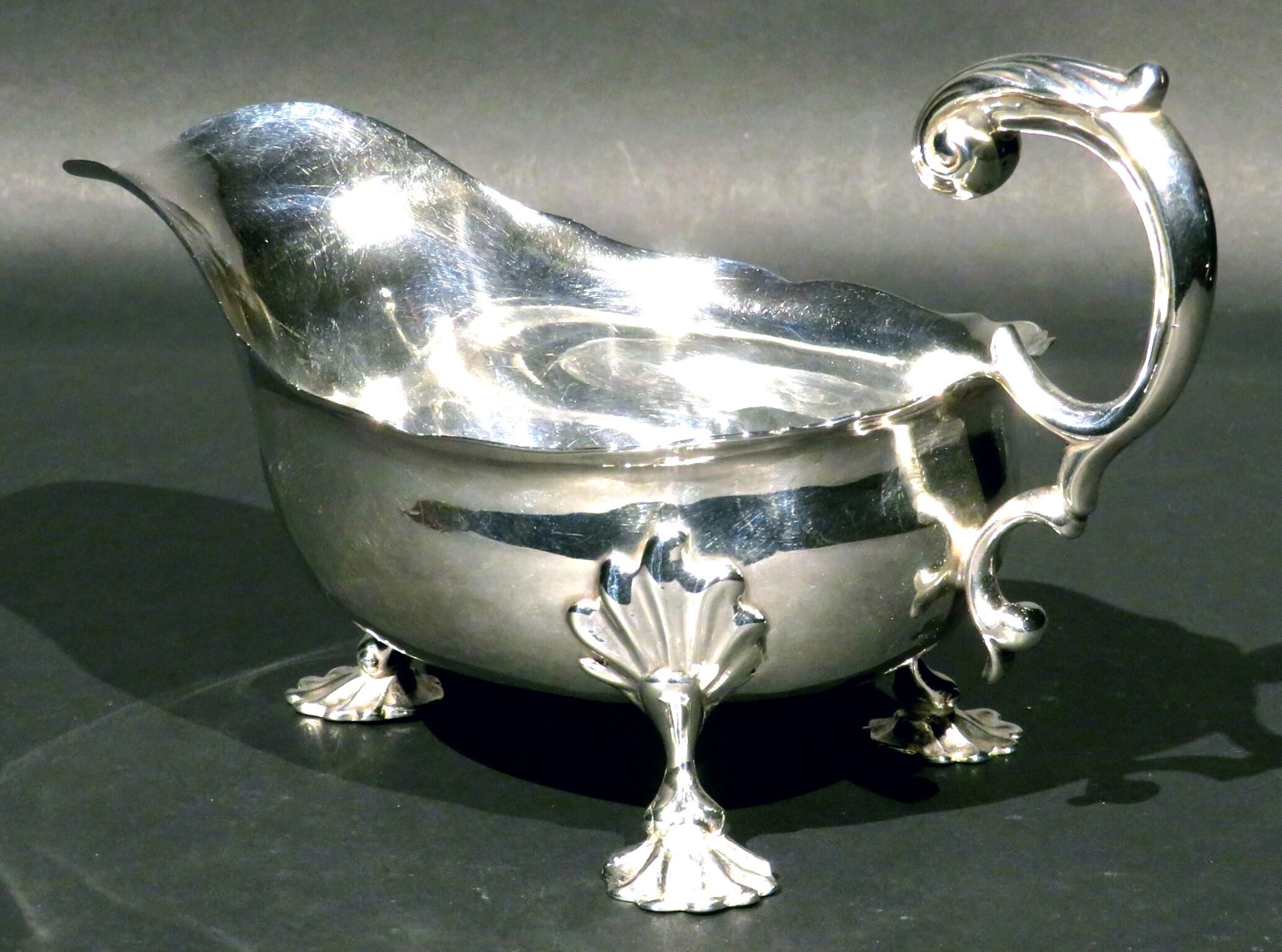 antique silver gravy boat