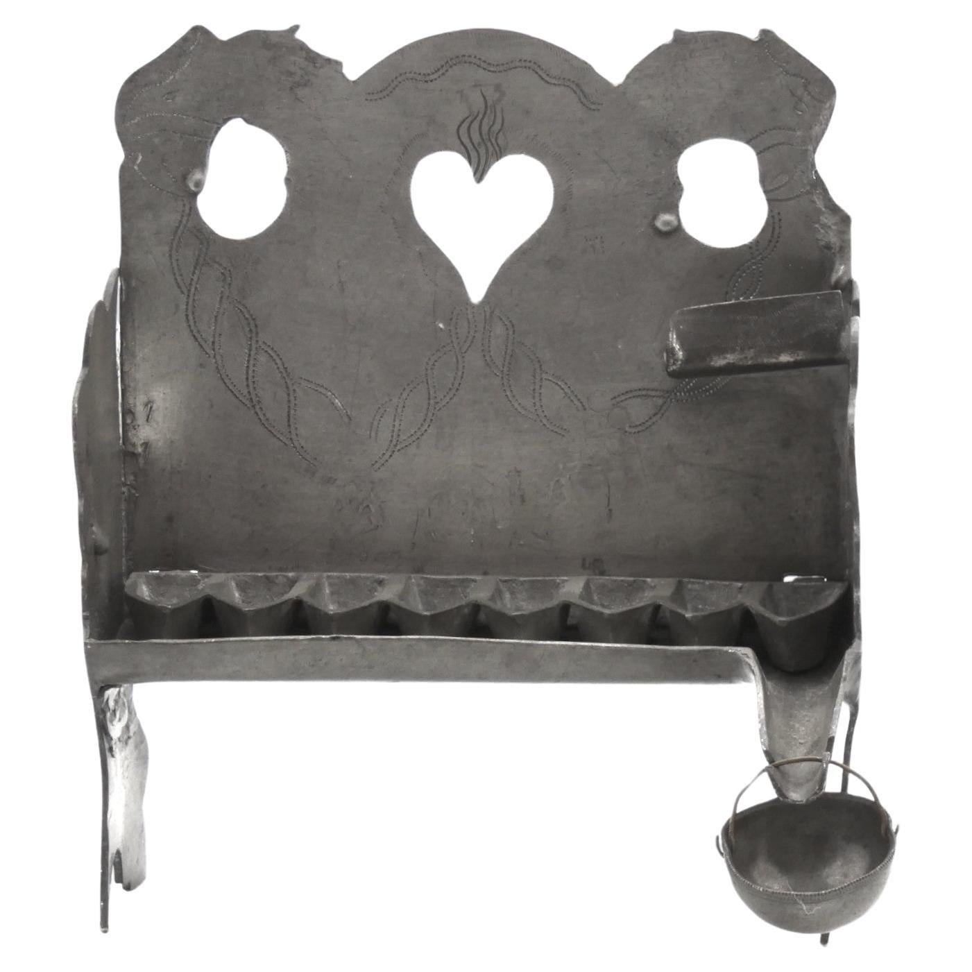 Lampada di Hanukkah in peltro del XVIII secolo, Nördlingen, 1786-1819 in vendita