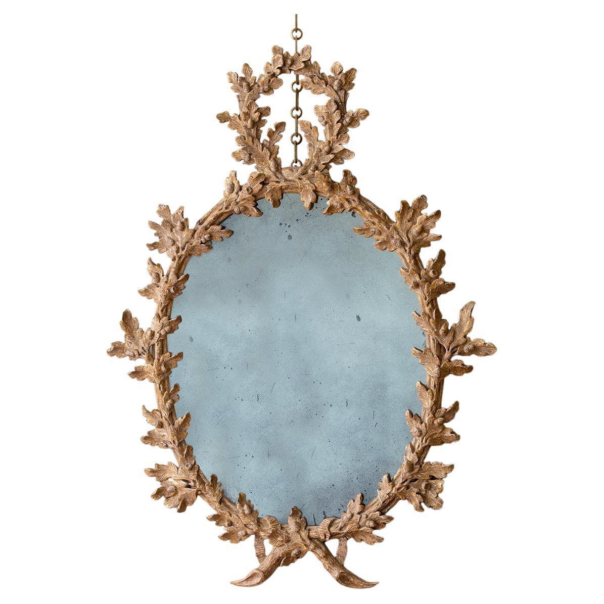 An 18th Century Giltwood Oak Leaf Mirror, c.1765 For Sale