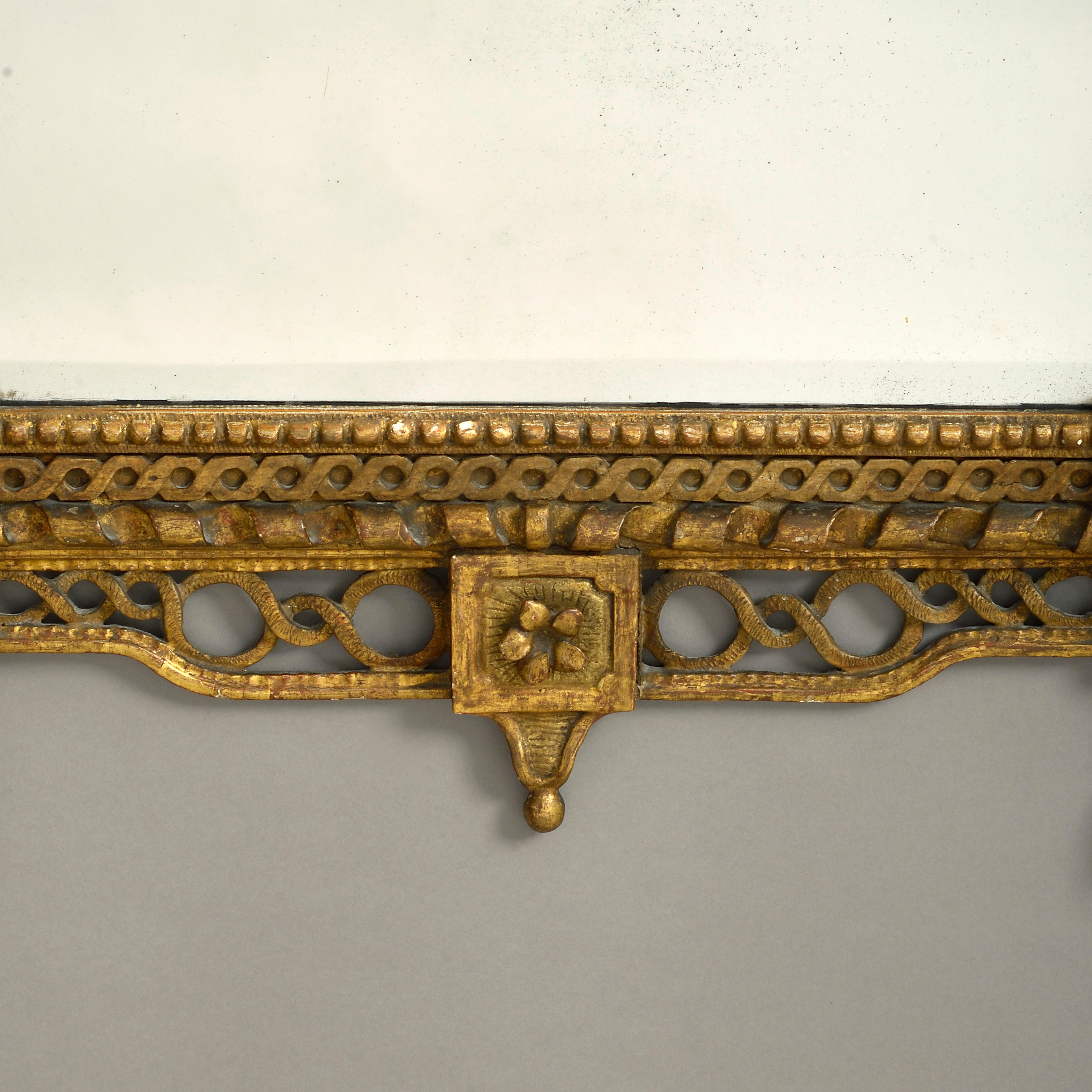 Hand-Carved 18th Century Giltwood Pier Mirror