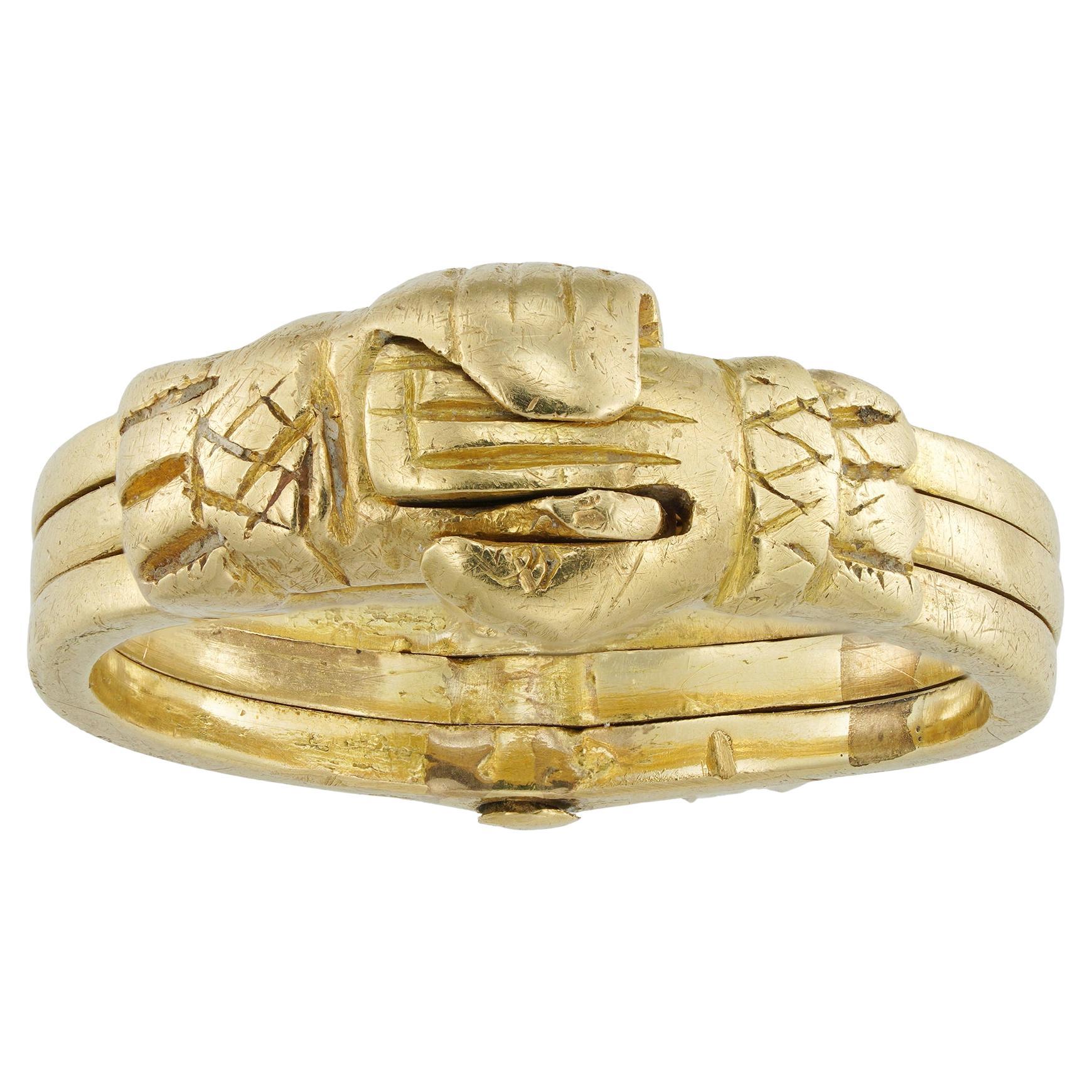 Ein goldener Gimmel-Ring aus dem 18. Jahrhundert im Angebot