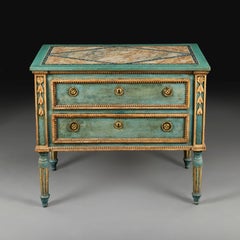 An 18th Century Green Blue Painted Italian Commode