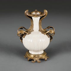 An 18th Century Grey Celadon Craquelure Glaze Vase with Rococo Mounts