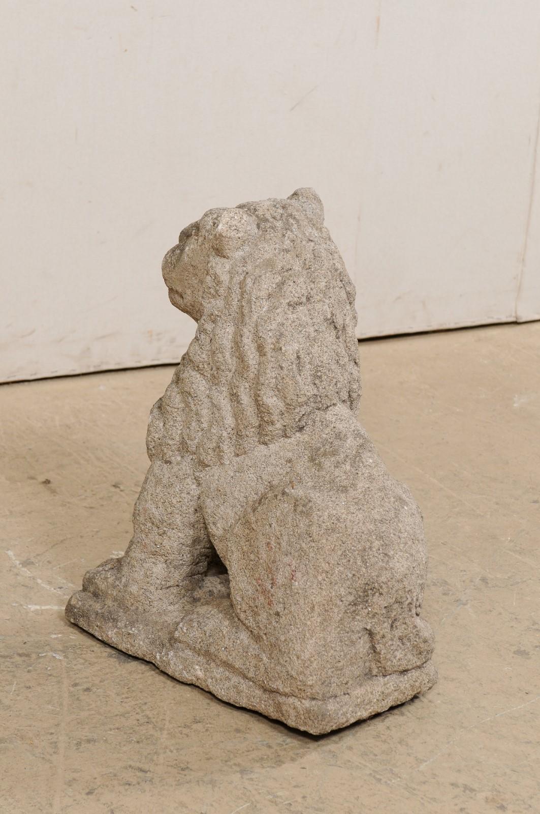 European 18th Century Hand-Carved Stone Lion Garden Statue from Europe For Sale
