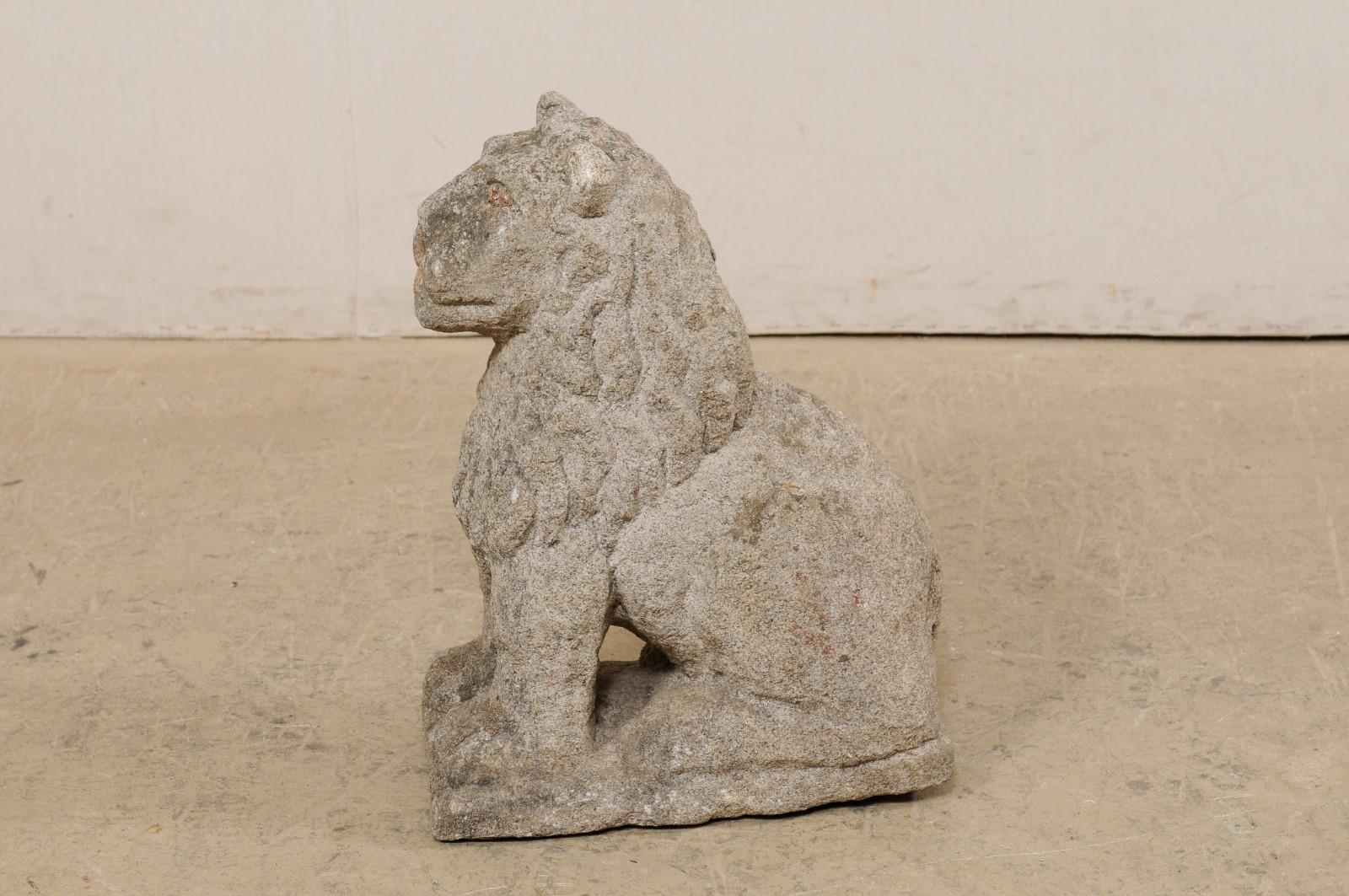 18th Century Hand-Carved Stone Lion Garden Statue from Europe For Sale 1
