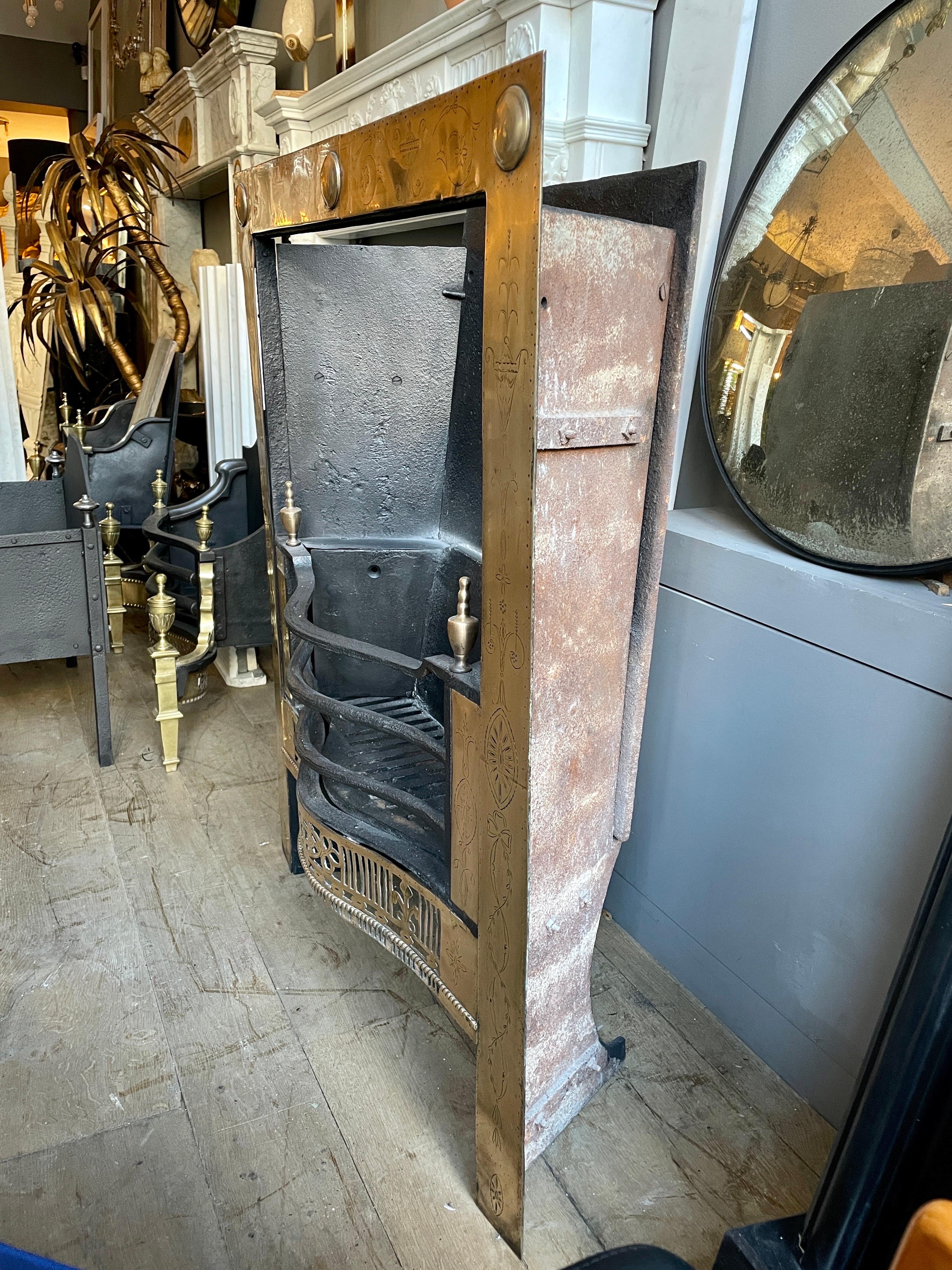 18th Century Irish Brass Register Grate Fireplace For Sale 9