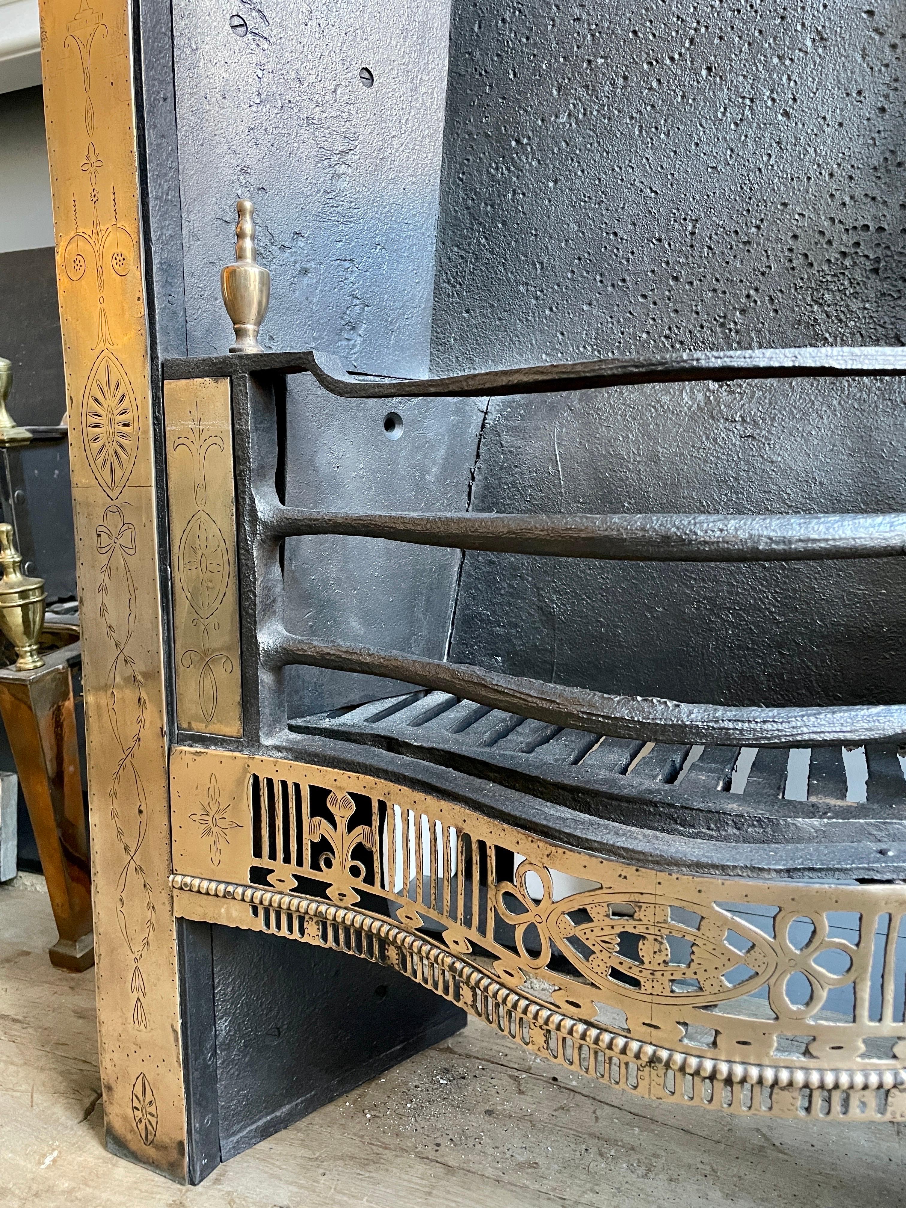 18th Century Irish Brass Register Grate Fireplace For Sale 1