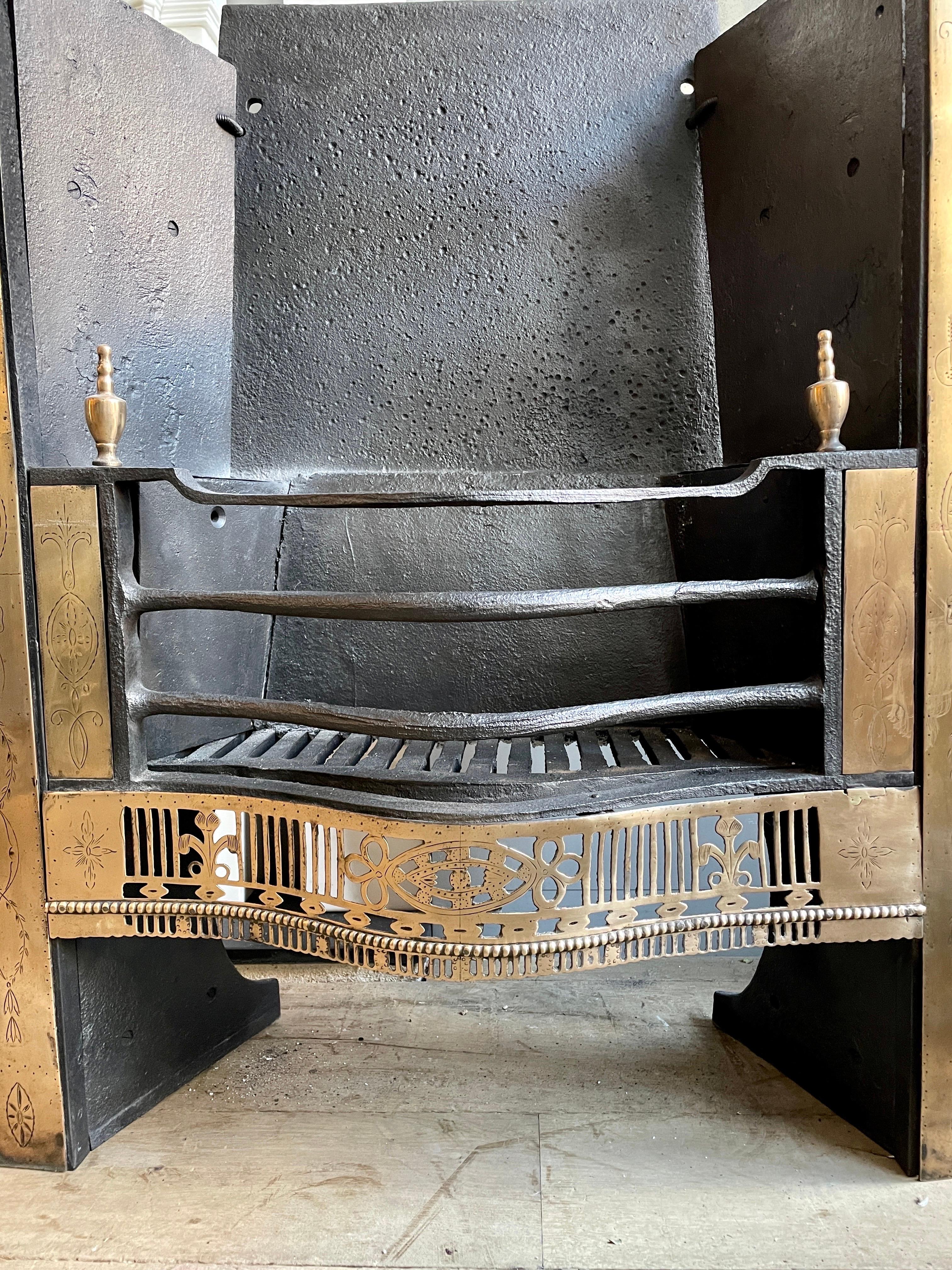 18th Century Irish Brass Register Grate Fireplace For Sale 2