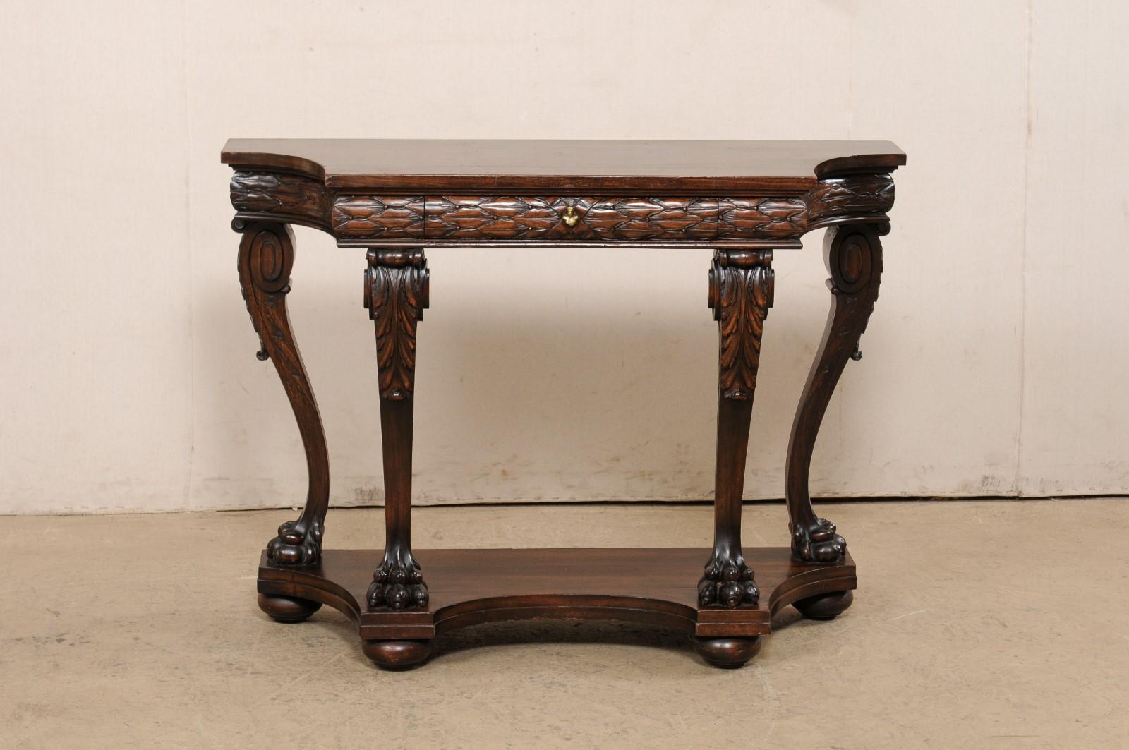 18th Century Italian Beautifully-Carved Walnut Wood Console Table For Sale 7