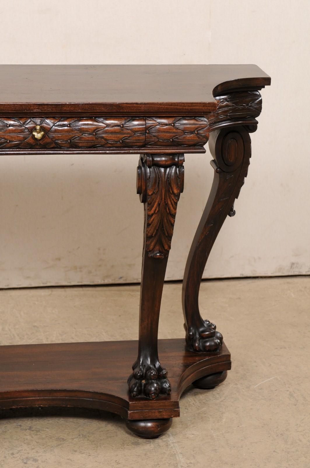 18th Century Italian Beautifully-Carved Walnut Wood Console Table For Sale 8