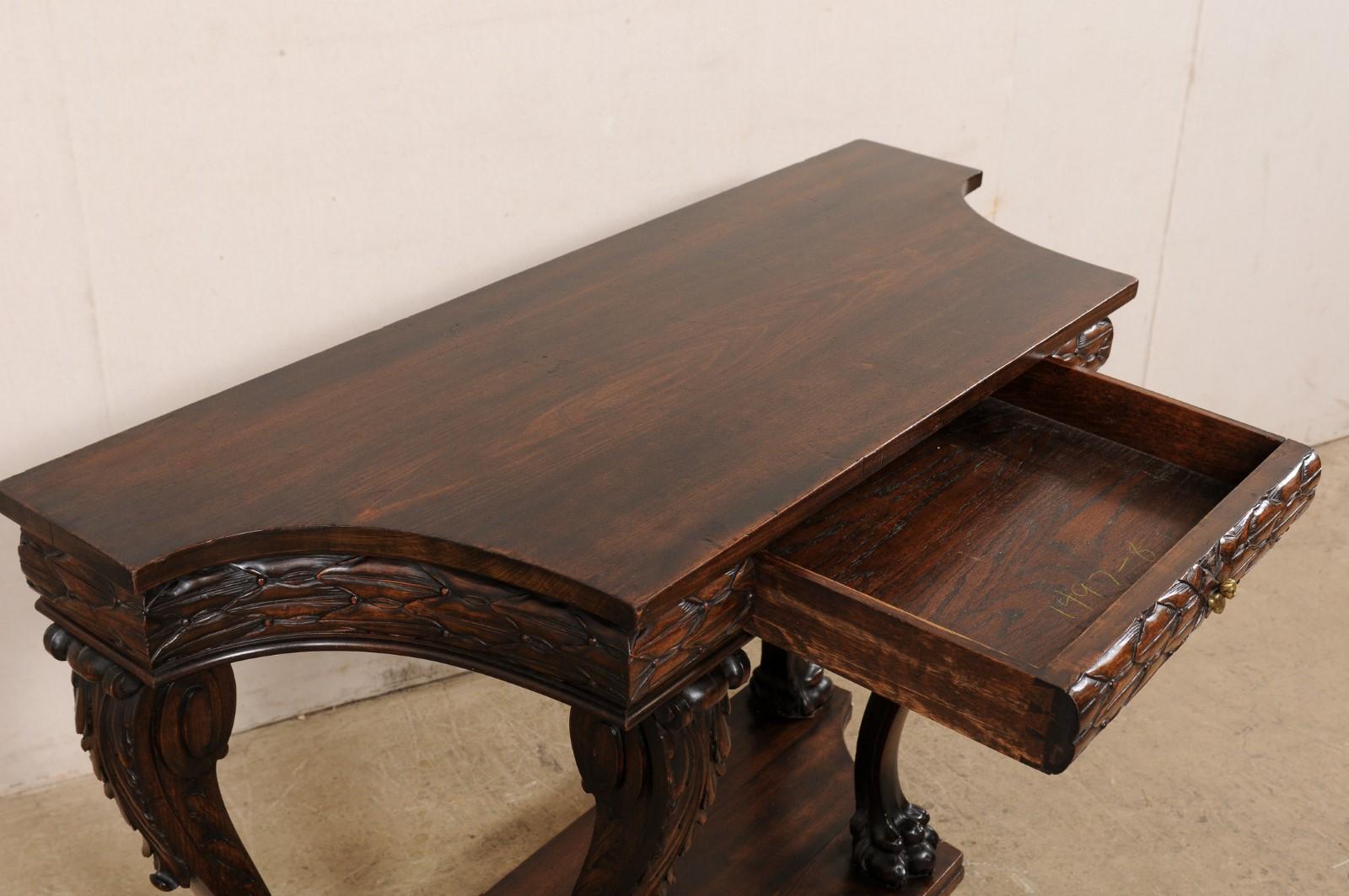 18th Century and Earlier 18th Century Italian Beautifully-Carved Walnut Wood Console Table For Sale