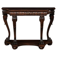 18th Century Italian Beautifully-Carved Walnut Wood Console Table