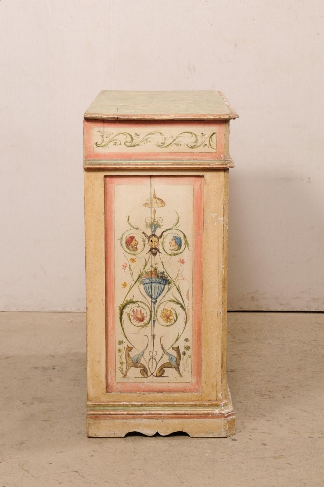 18th Century and Earlier 18th Century Italian Cabinet Embellished w/Original Hand-Painting For Sale