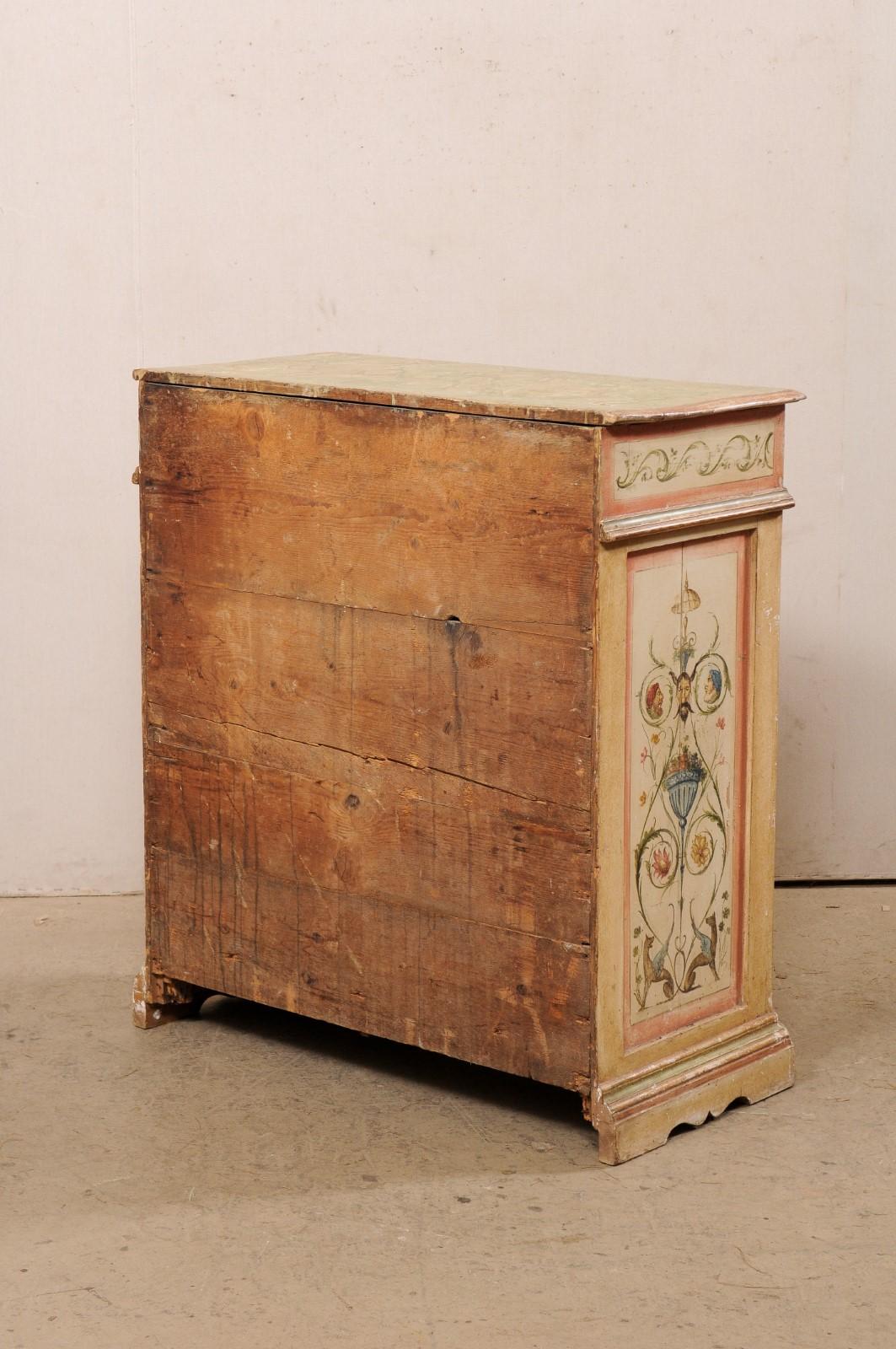 Wood 18th Century Italian Cabinet Embellished w/Original Hand-Painting For Sale