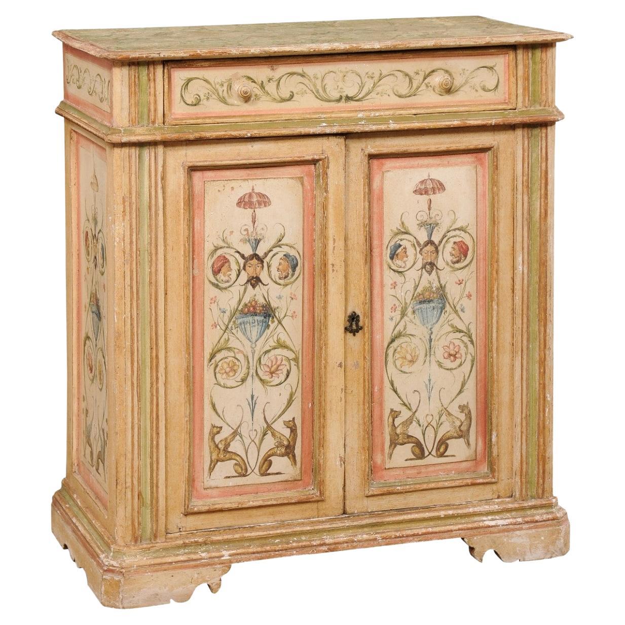 18th Century Italian Cabinet Embellished w/Original Hand-Painting For Sale