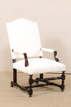 18th Century Italian Carved-Wood Camel-Back Armchair with New Upholstery