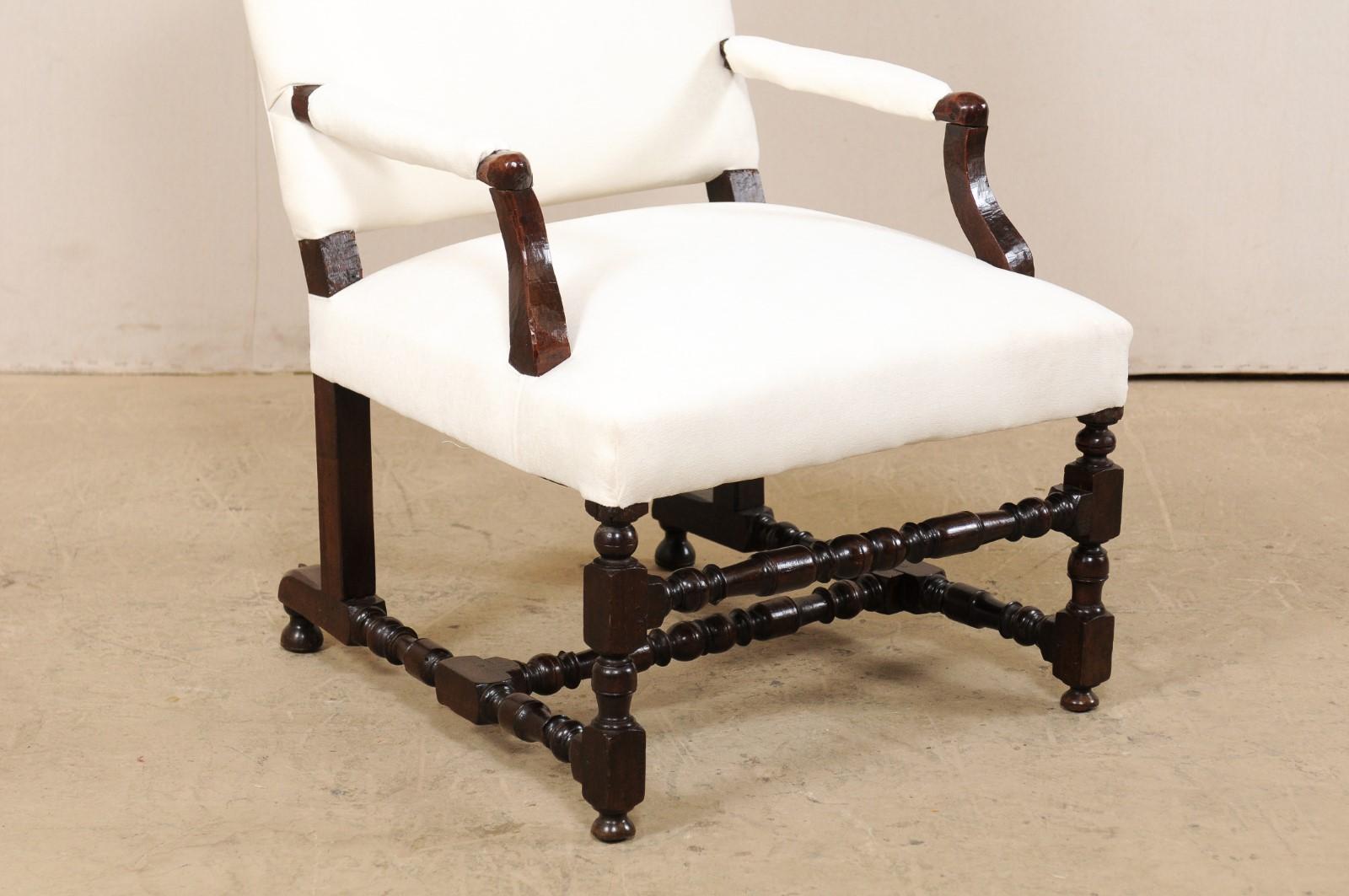 18th Century and Earlier 18th Century Italian Carved-Wood Camel-Back Armchair with New Upholstery For Sale