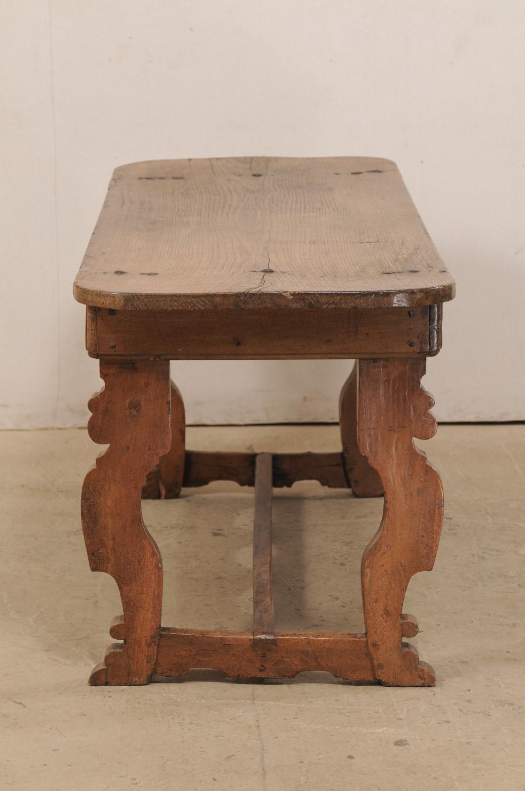 18th Century Italian Console Table or Desk with Trestle Legs & Single Board Top 6