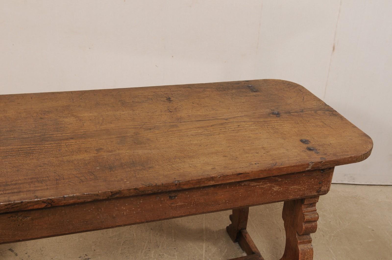 18th Century Italian Console Table or Desk with Trestle Legs & Single Board Top In Good Condition In Atlanta, GA