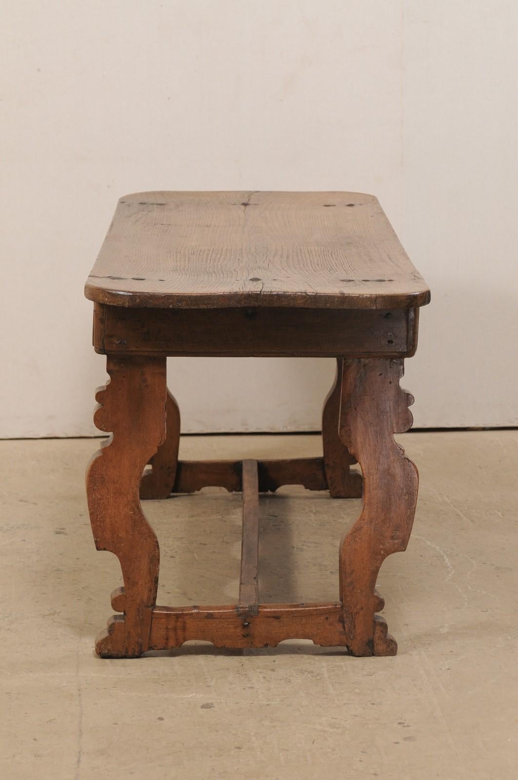 18th Century Italian Console Table or Desk with Trestle Legs & Single Board Top 1