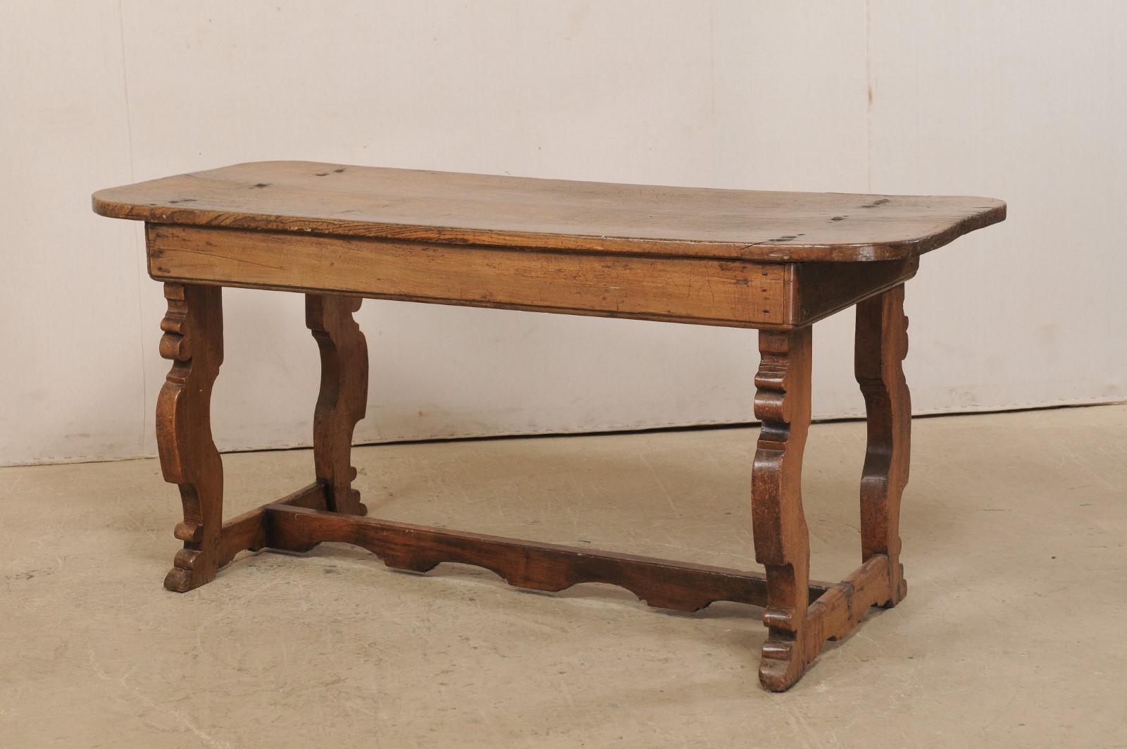 18th Century Italian Console Table or Desk with Trestle Legs & Single Board Top 3