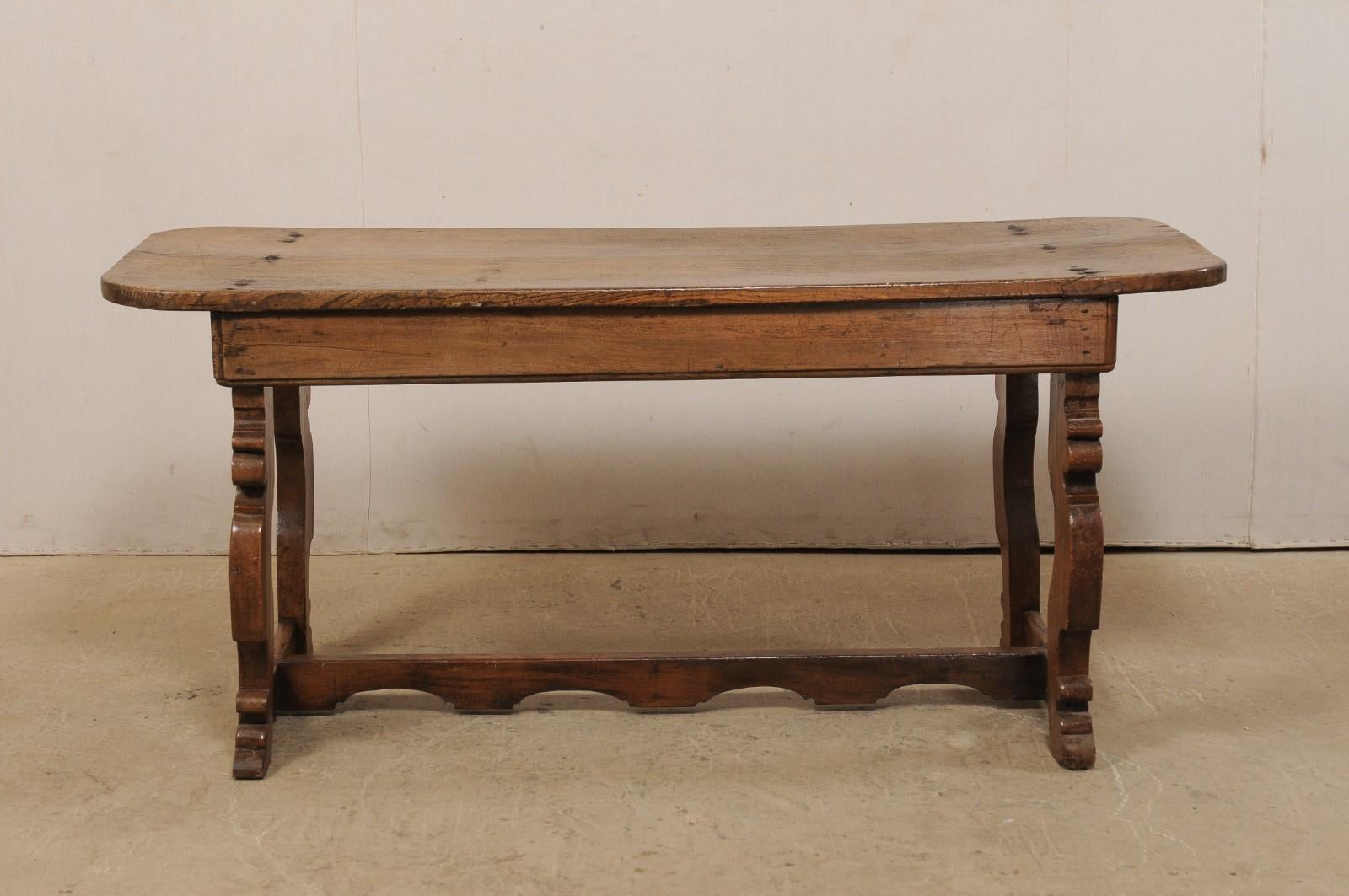 18th Century Italian Console Table or Desk with Trestle Legs & Single Board Top 4