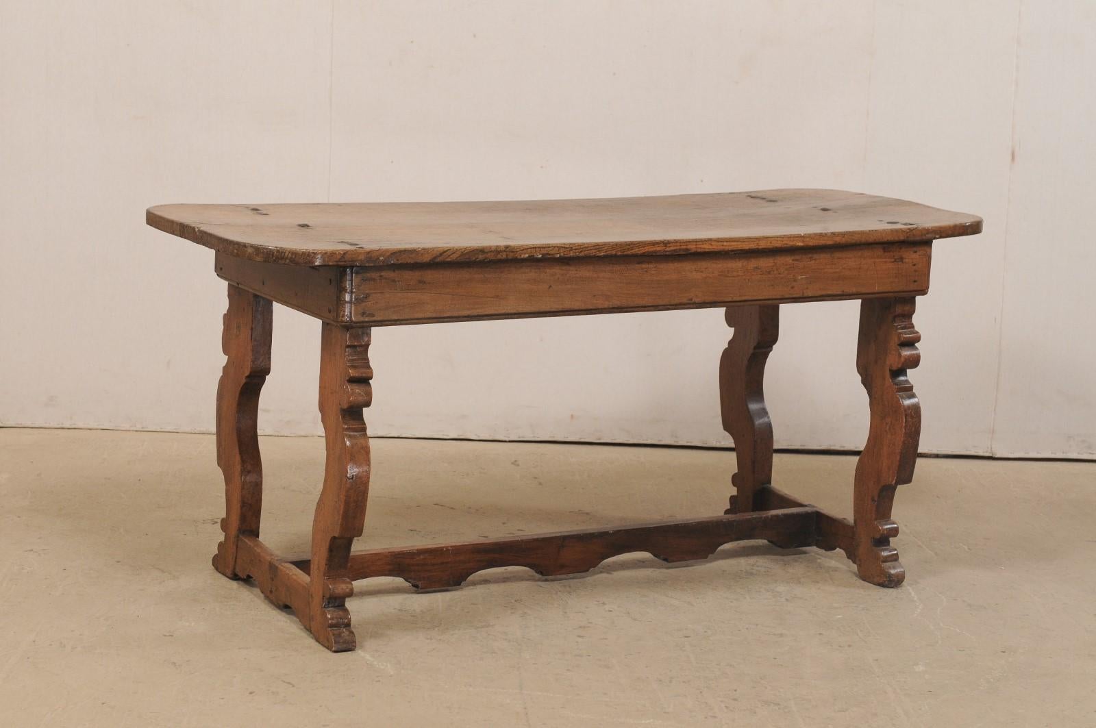 18th Century Italian Console Table or Desk with Trestle Legs & Single Board Top 5
