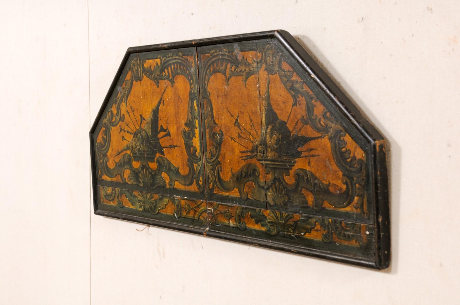 An 18th Century Italian Hand-Painted Plaque, Decorative Wall Ornament For Sale 1
