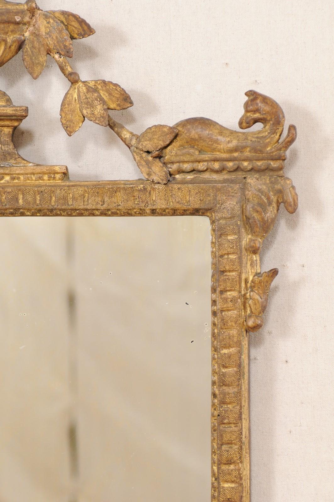 18th Century and Earlier 18th Century Italian Neoclassical Carved & Giltwood Mirror with Raised Urn Crest