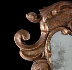 18th Century Italian Silver Gilt Mirror with Mercury Glass Plate