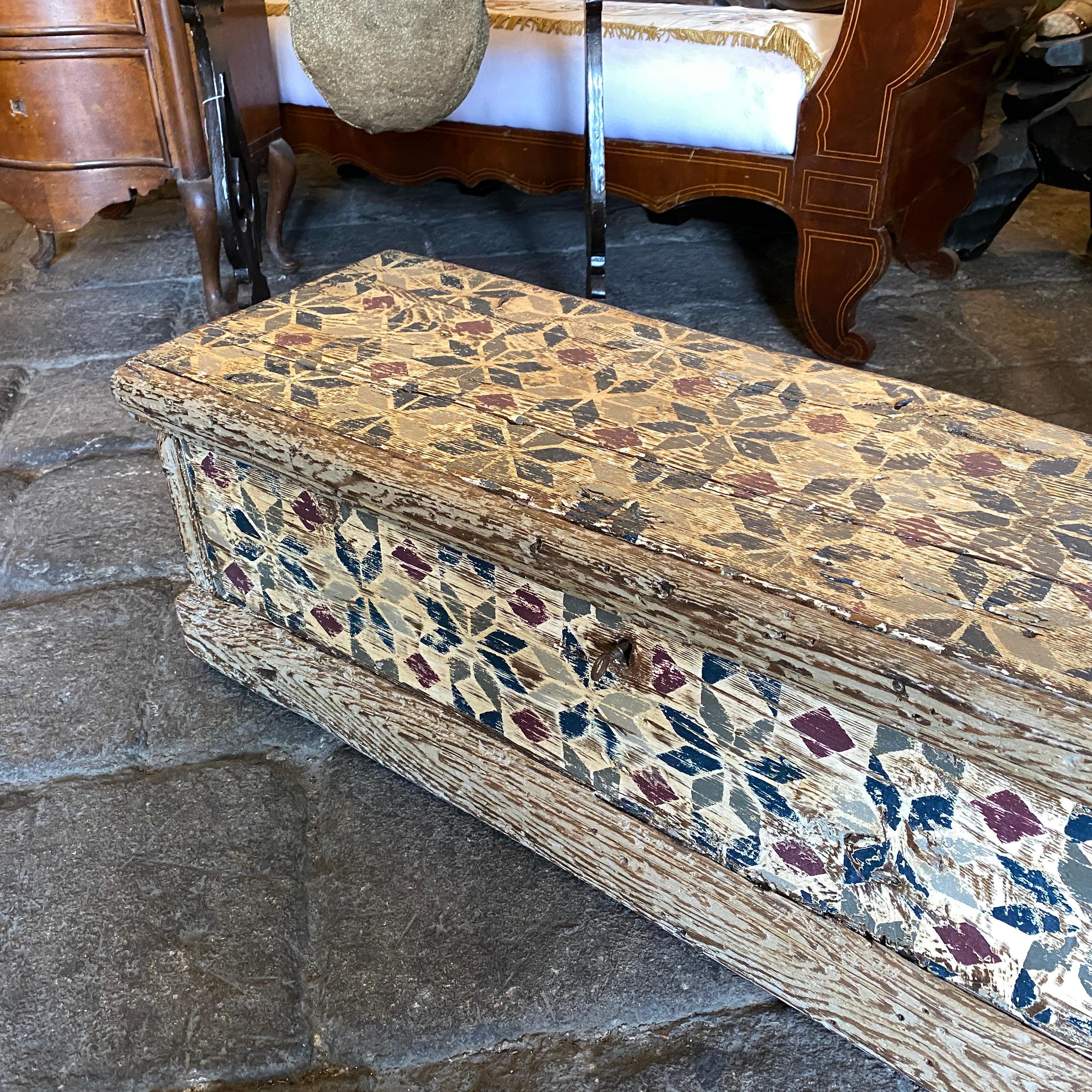 Italian An 18th Century Lacquered Fruit Wood Tuscan Blanket Chest