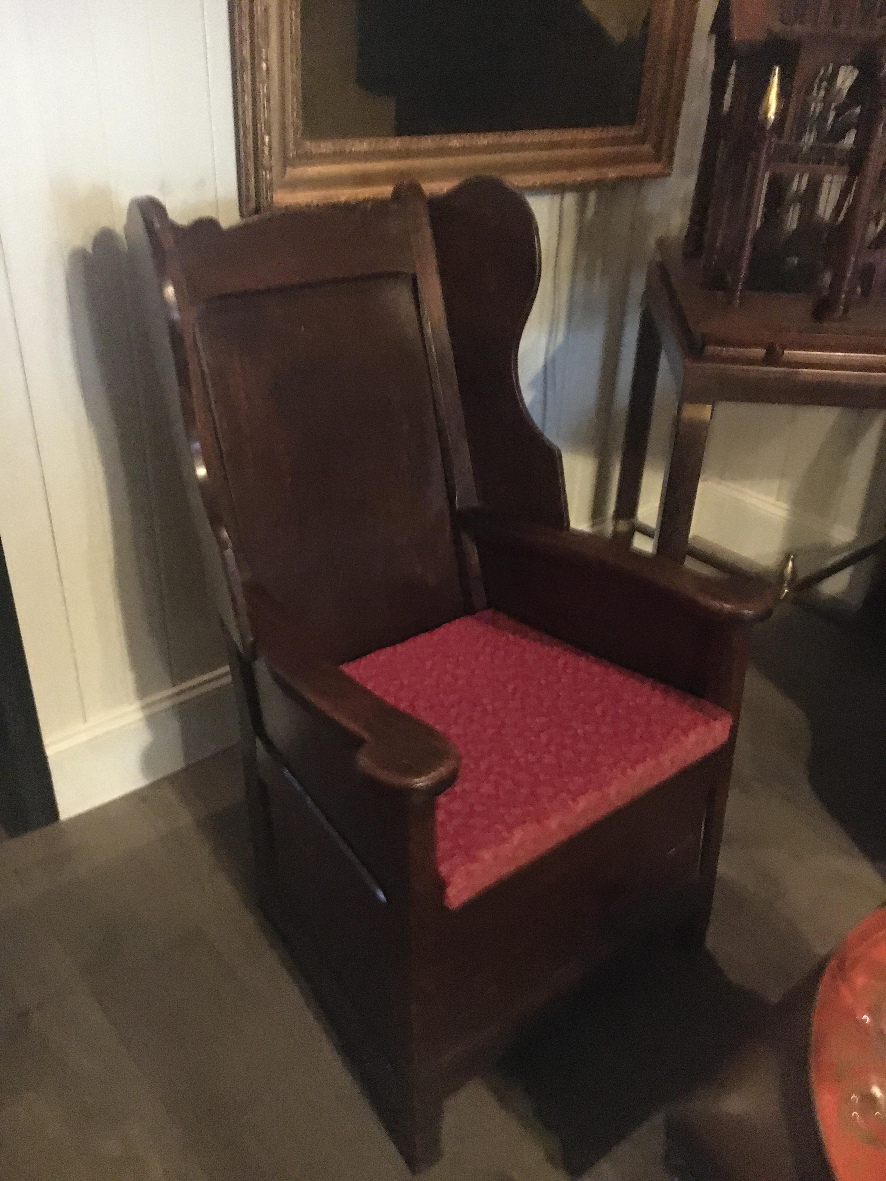 An 18th century lambing chair, great color and patination, nice accent piece or captains chair.
Measures: 43.5