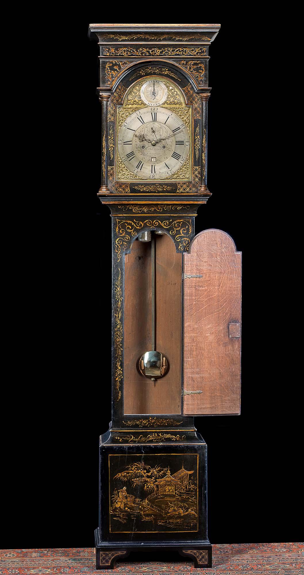 George III 18th Century Longcase Clock with Chinoiserie Lacquer