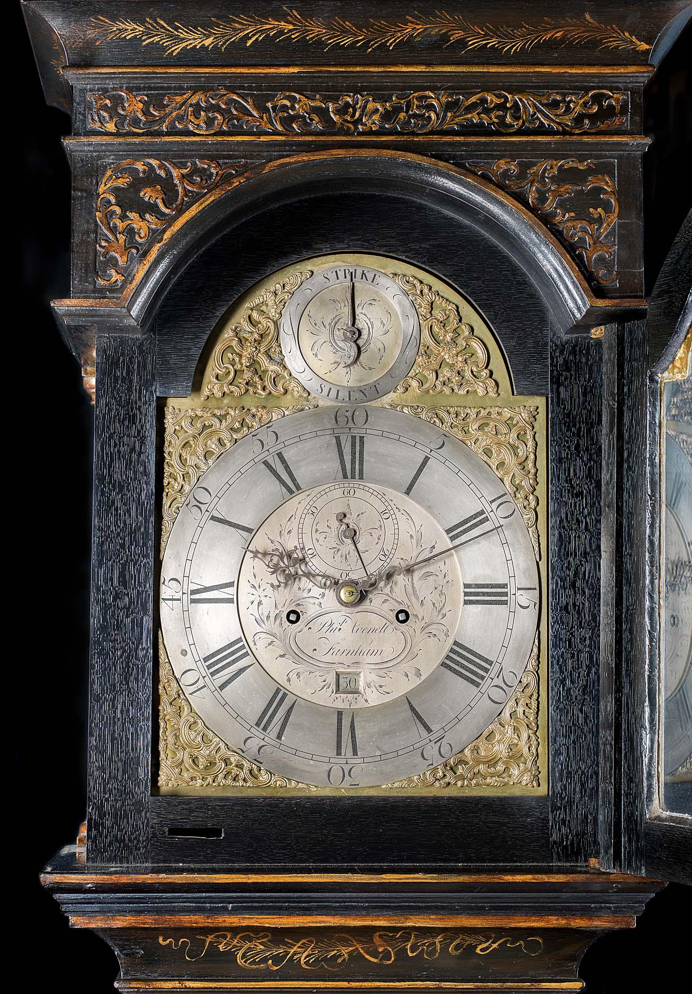 18th Century Longcase Clock with Chinoiserie Lacquer 1