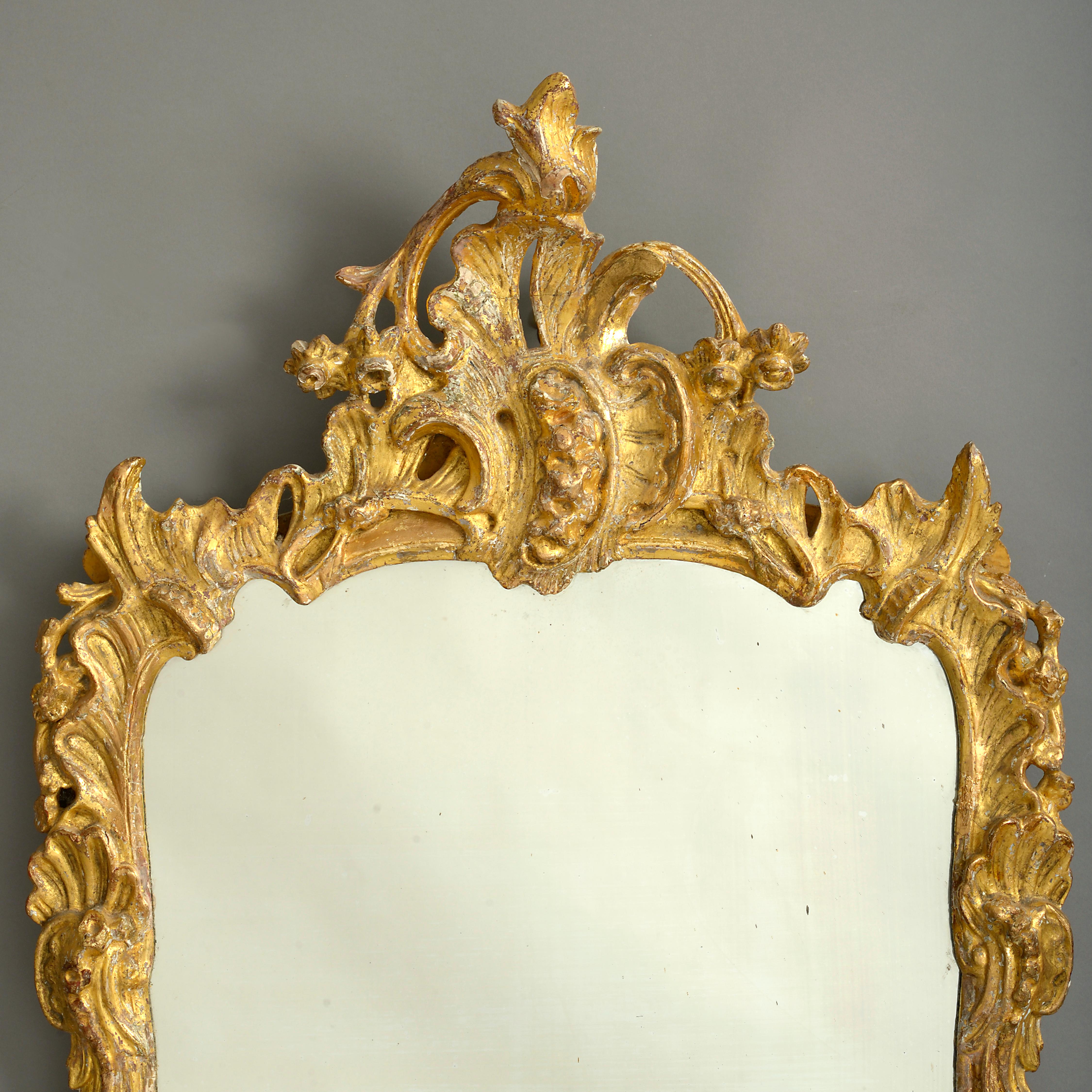 French 18th Century Louis XV Rococo Giltwood Mirror