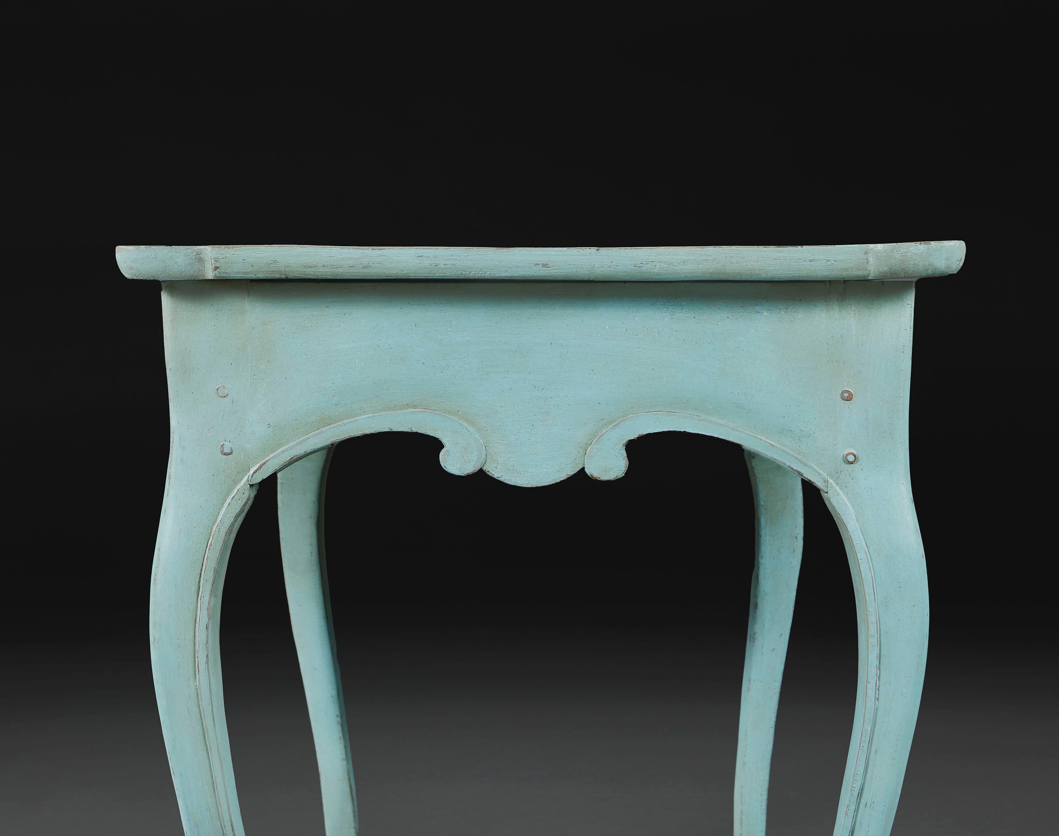 French An 18th century Louis XVI blue painted table  For Sale