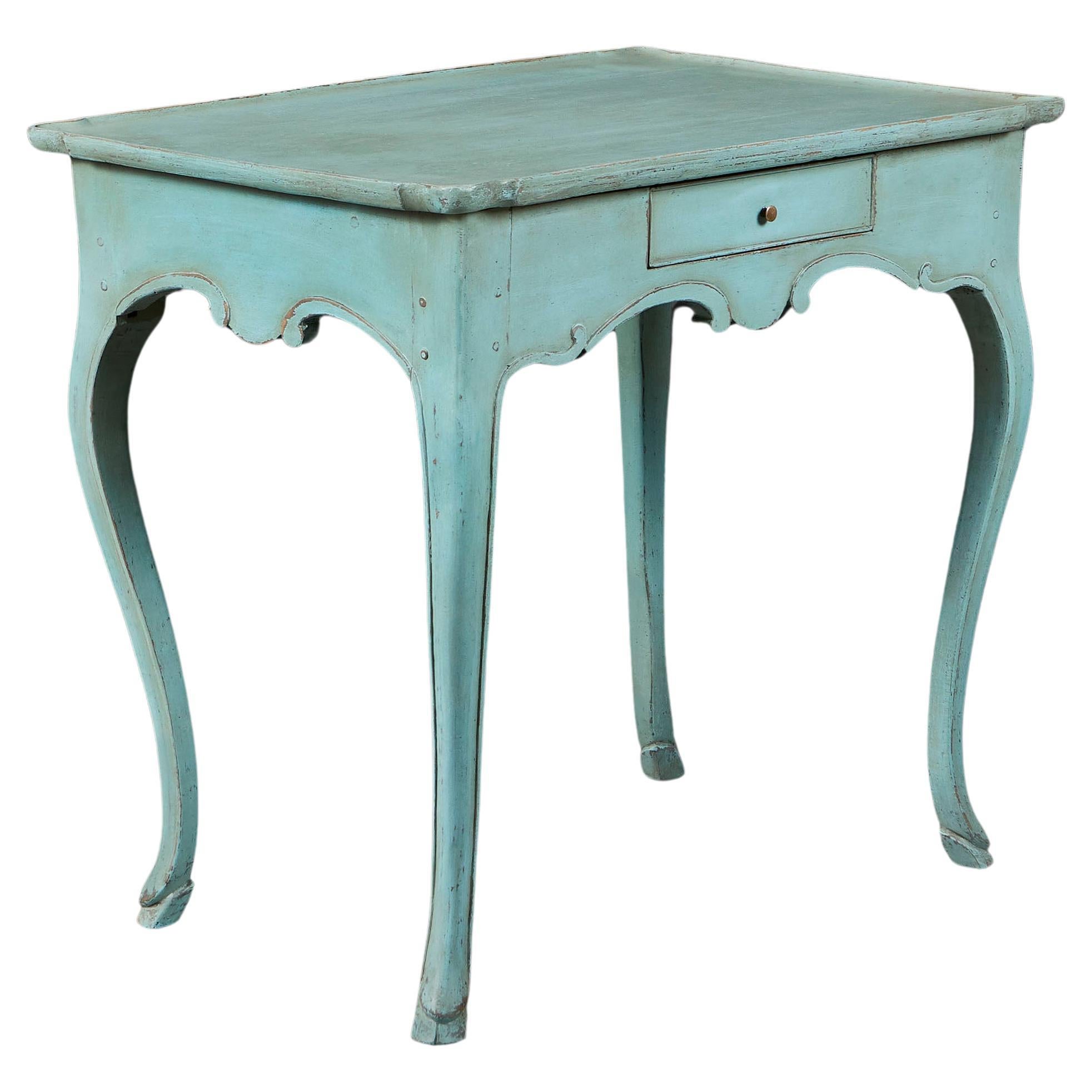 Table Louis XVI du XVIIIe siècle peinte en bleu