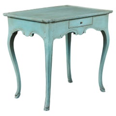 An 18th century Louis XVI blue painted table 